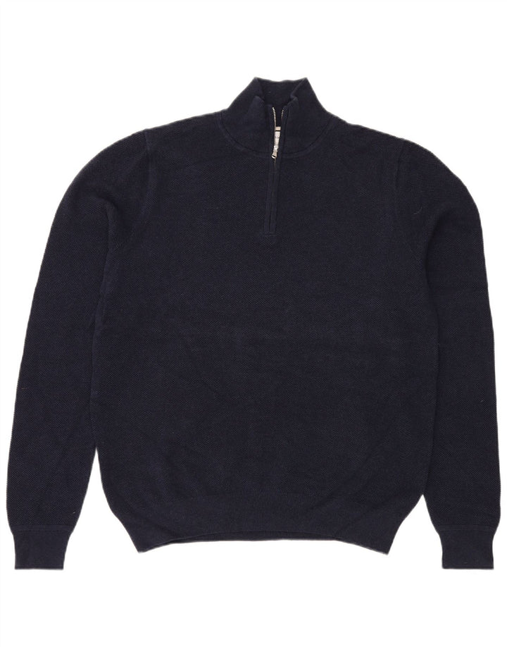 Męski sweter z zamkiem błyskawicznym John Lewis, duży, granatowy, bawełniany