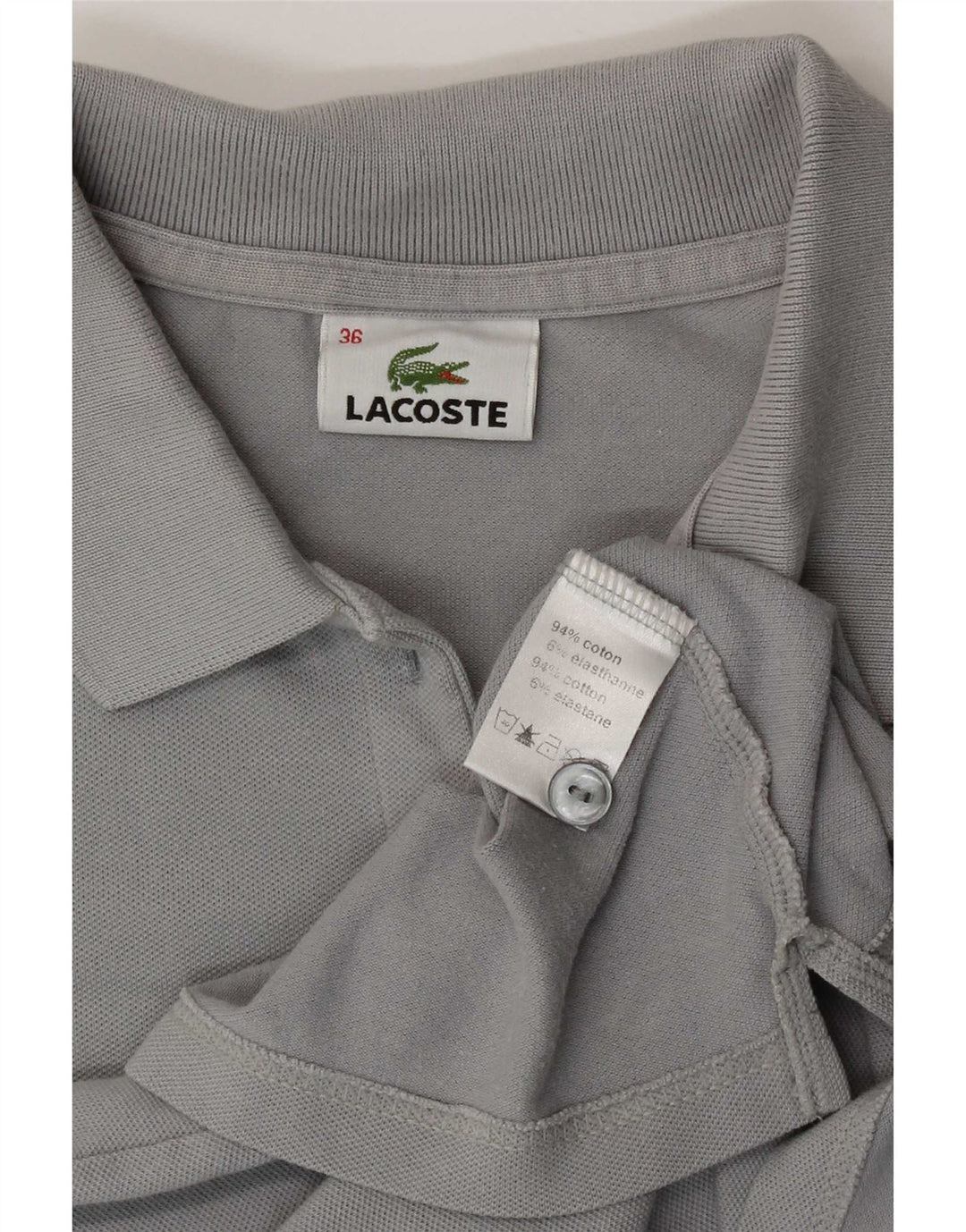 Damska koszulka polo Lacoste, rozmiar 36, mała, szara, bawełniana