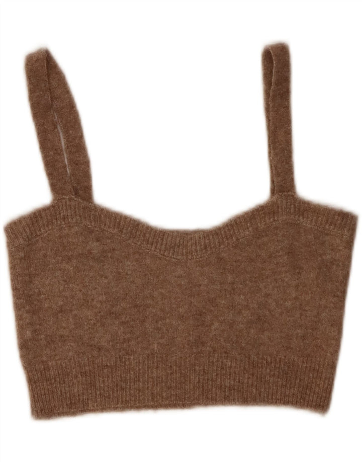 ZARA Womens Crop Knit Cami Top UK 8 Small Brown Acrylic Vintage Zara and Second-Hand Zara from Messina Hembry 