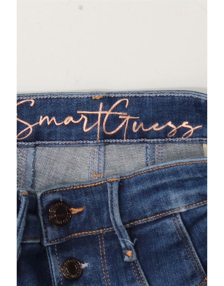 Damskie jeansy rurkowe GUESS z wysokim stanem W24 L28 niebieskie