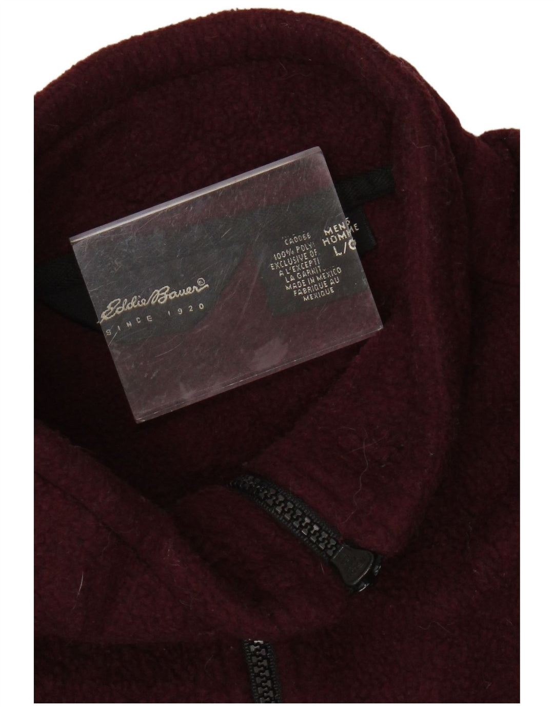 Męski sweter polarowy Eddie Bauer z zamkiem błyskawicznym, duży, bordowy poliester