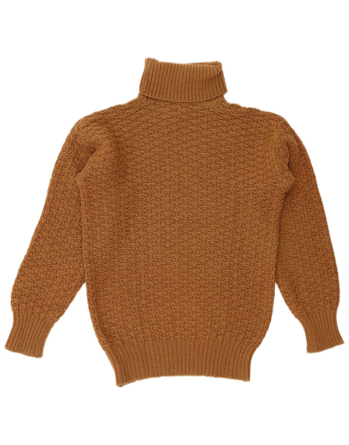 BENETTON Damski sweter z golfem UK 12 Średni brązowy wełniany