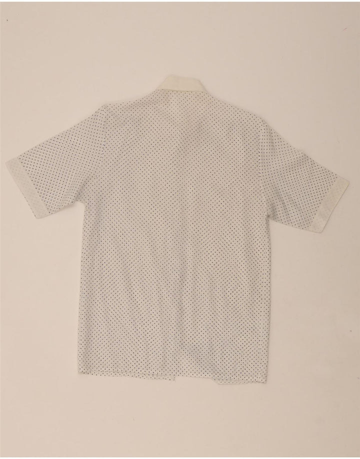 VINTAGE Womens Short Sleeve Shirt UK 12 Medium White Polka Dot Vintage Vintage and Second-Hand Vintage from Messina Hembry 