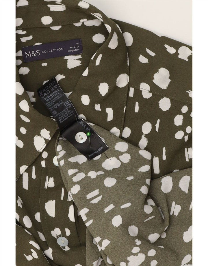 Marks & Spencer Damska koszula oversize UK 10, mała, khaki, nakrapiana, poliester