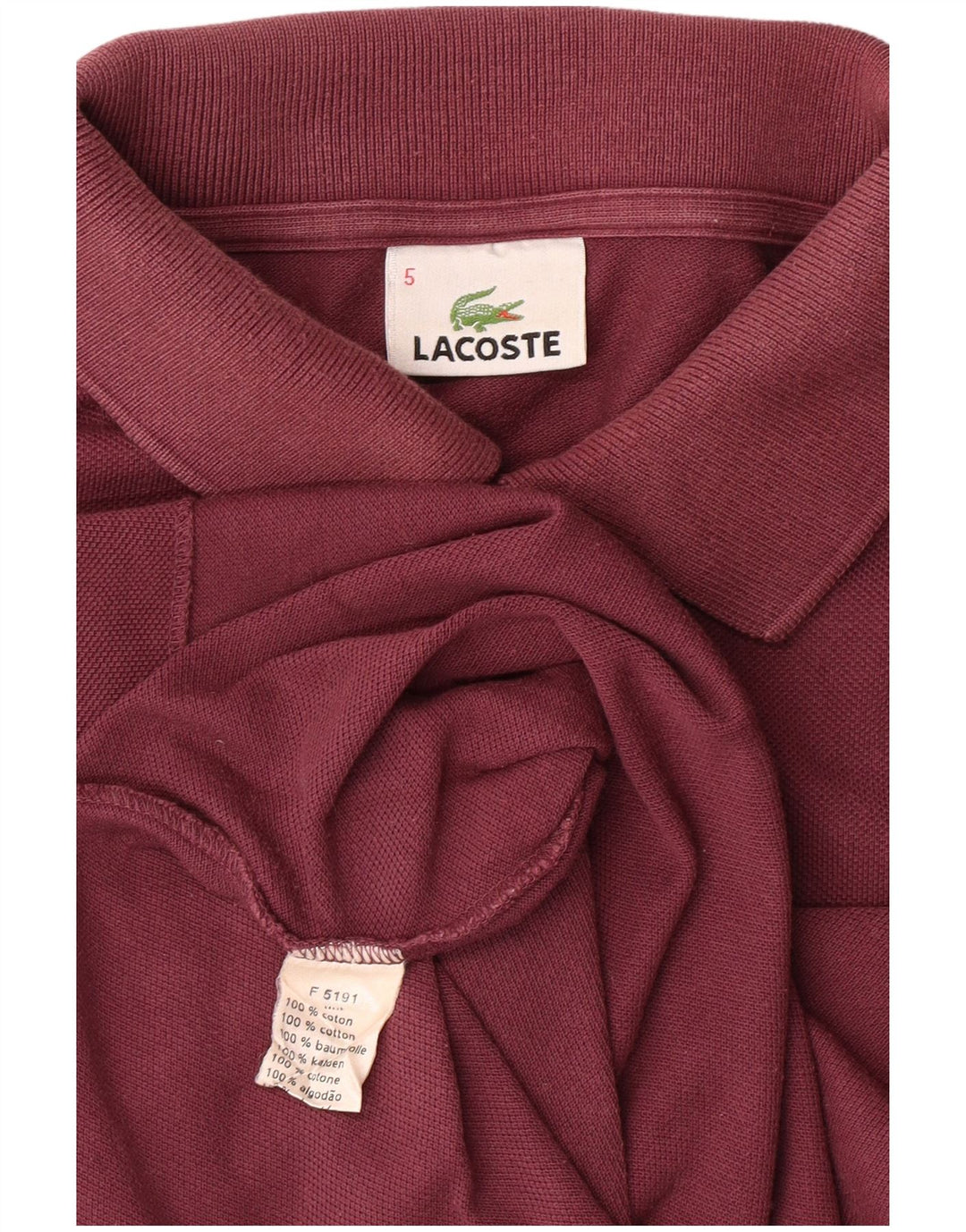 Męska koszulka polo LACOSTE, rozmiar 5, duża, bordowa, bawełniana