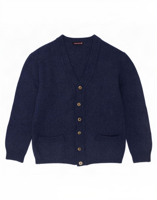 Sweter męski w stylu vintage, średni granatowy, nowa wełna