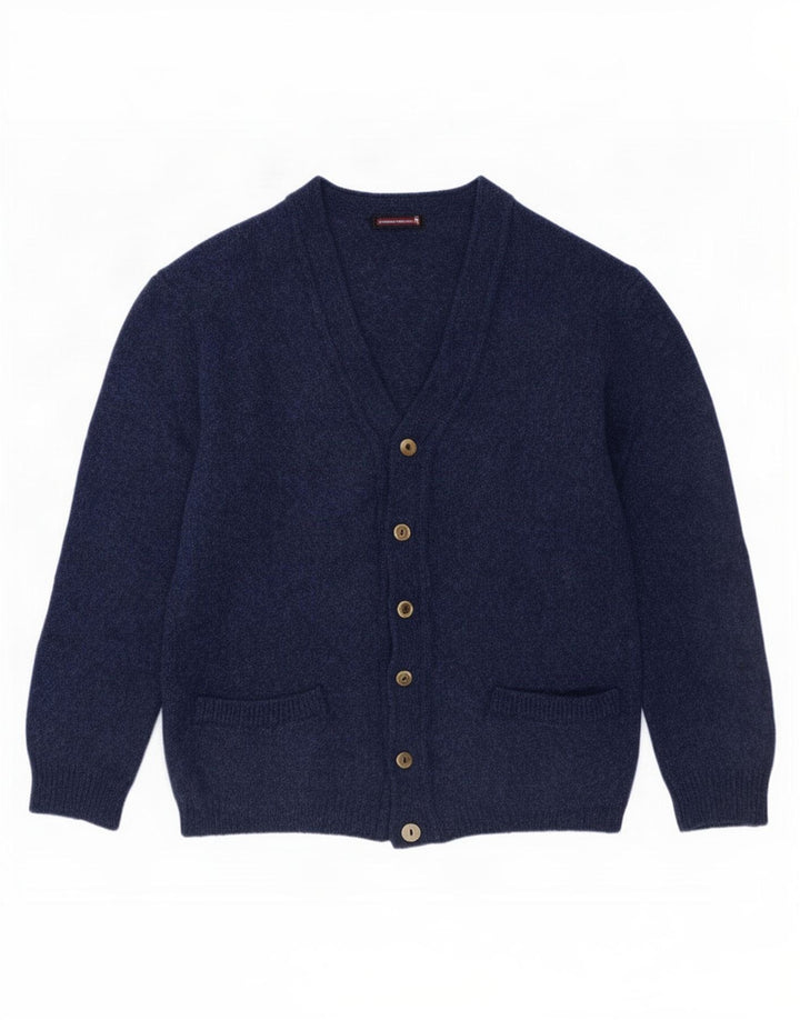 Sweter męski w stylu vintage, średni granatowy, nowa wełna