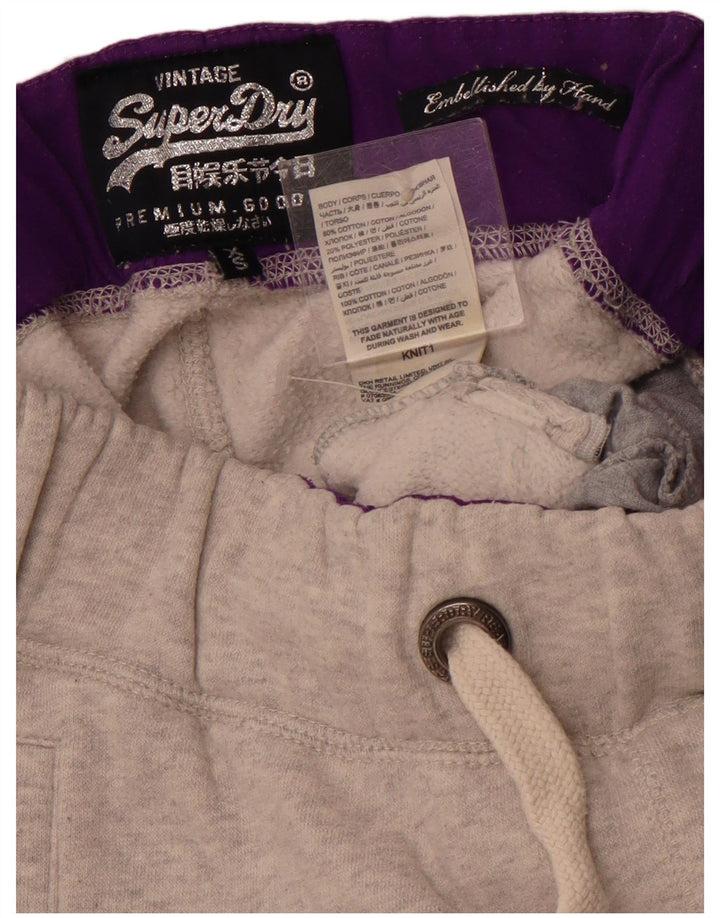 Damskie spodnie dresowe SUPERDRY z grafiką Joggers UK 4 XS Szara bawełna