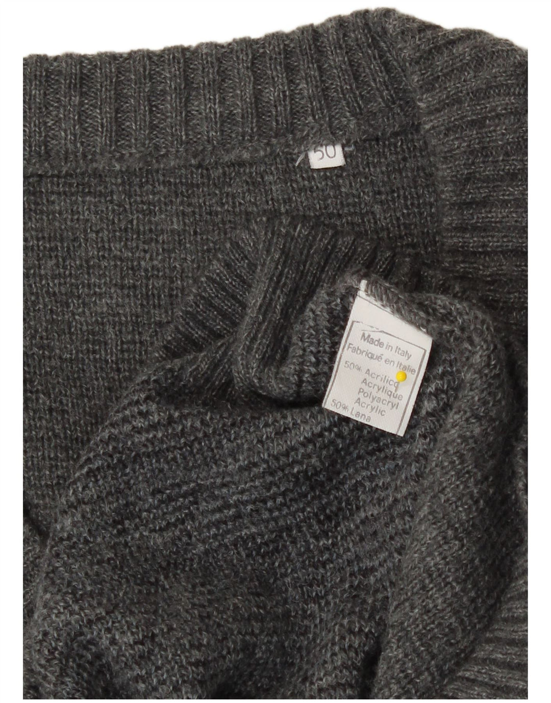 Męski sweter w stylu vintage z dekoltem w szpic IT 50 Średni szary Argyle/Diamentowy akryl