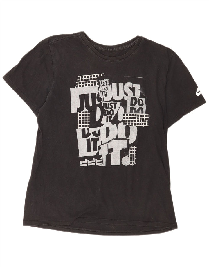 Męski T-shirt Nike o sportowym kroju z grafiką, średni czarny, bawełniany