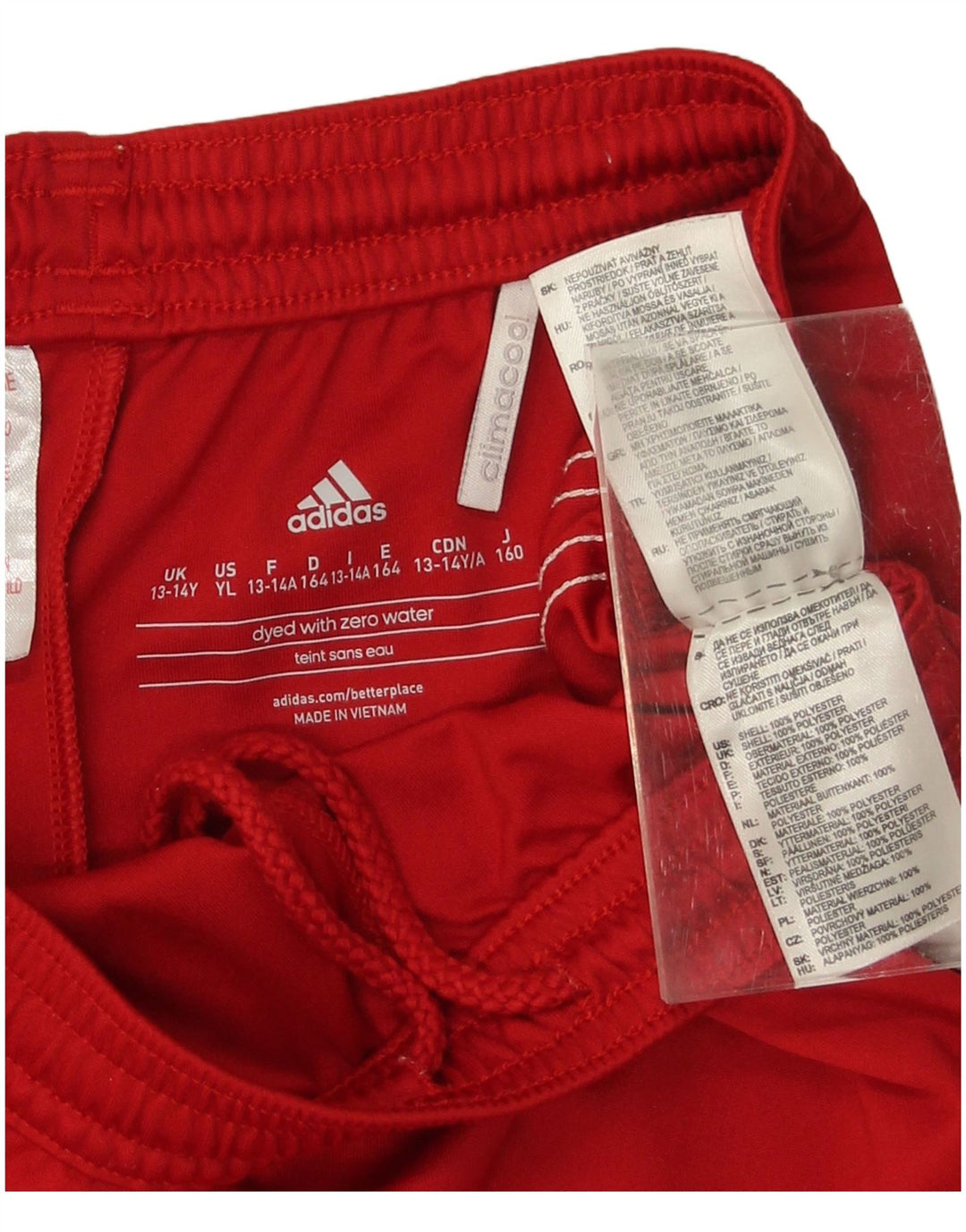 ADIDAS Boys Climacool Sport Shorts 13-14 Years  Red Colourblock Polyester