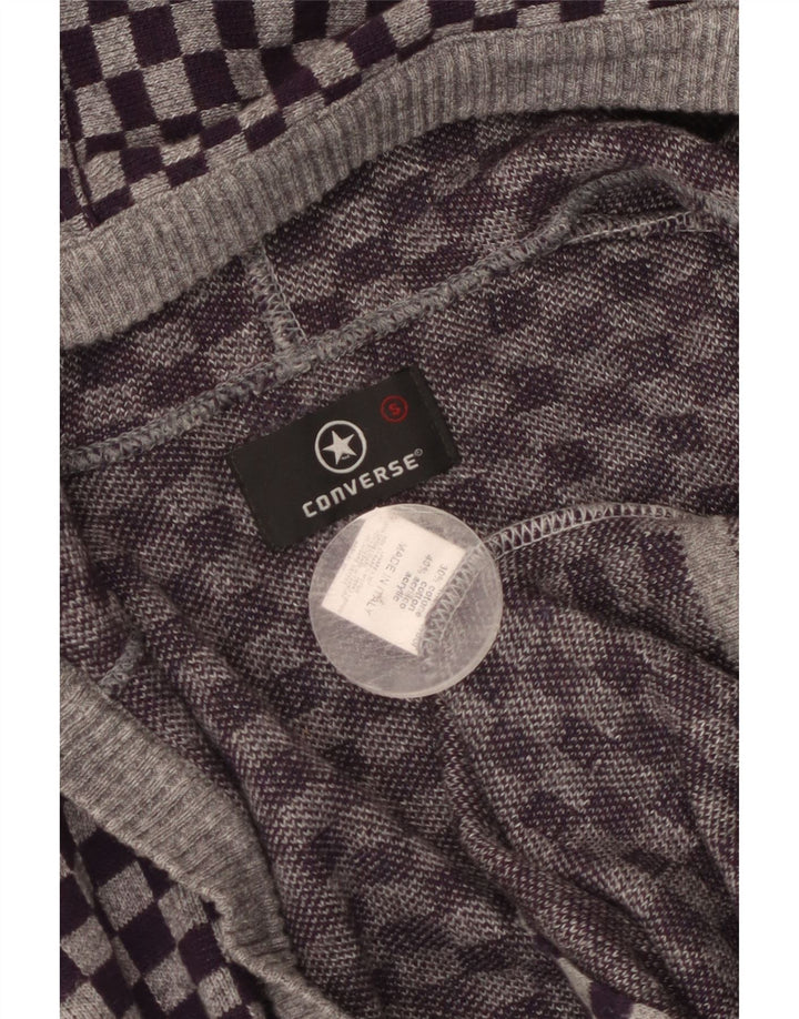 Sweter damski Converse z kapturem UK 10, mały, fioletowy, geometryczny, wełniany