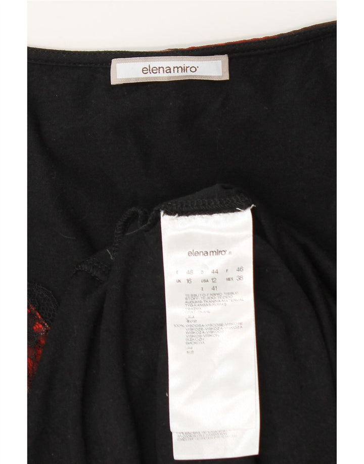 Damska bluzka z rękawem 3/4 ELENA MIRO UK 16, duża, czerwona, w kwiaty, wiskoza