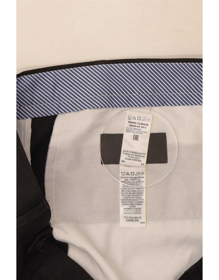 Męskie spodnie garniturowe Marks & Spencer Pegged Regular W38 L29 Szary poliester