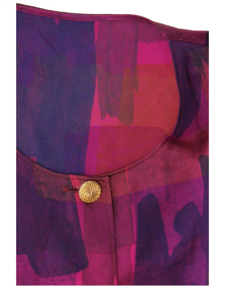 Damska bluzka koszulowa VINTAGE z abstrakcyjnym wzorem 3/4, UK 18 XL, fioletowa