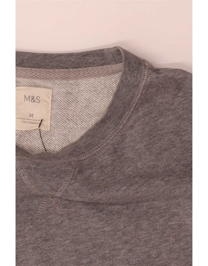 Marks & Spencer Męska bluza sweterkowa, średnia, szara, nakrapiana bawełna