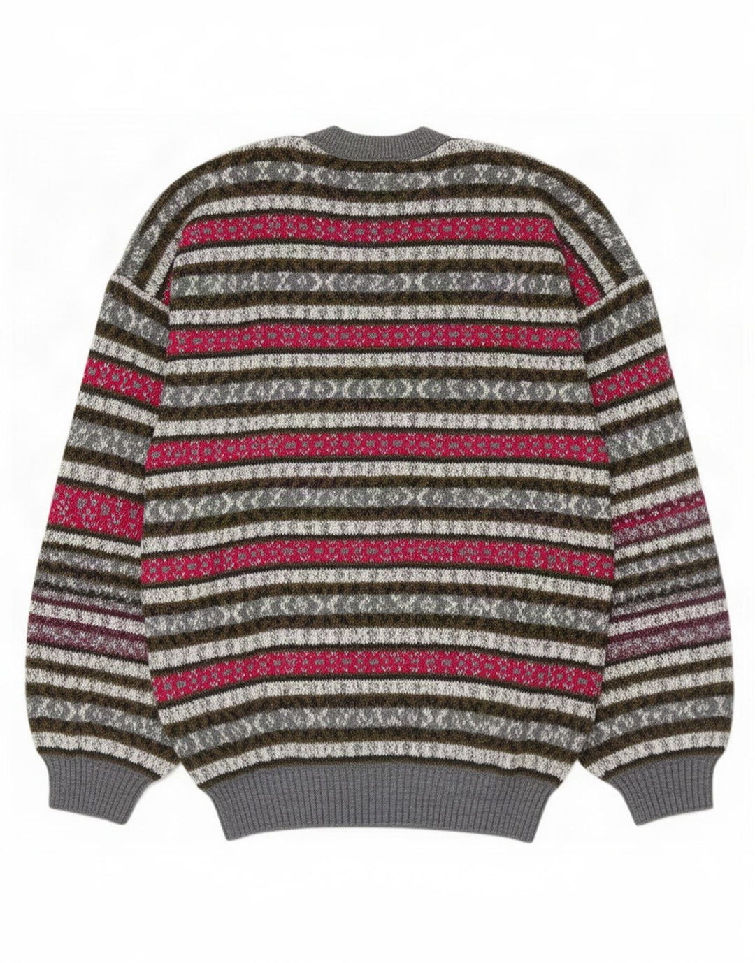 Sweter męski w stylu vintage z okrągłym dekoltem, średnio wielobarwny, z wełny Fair Isle