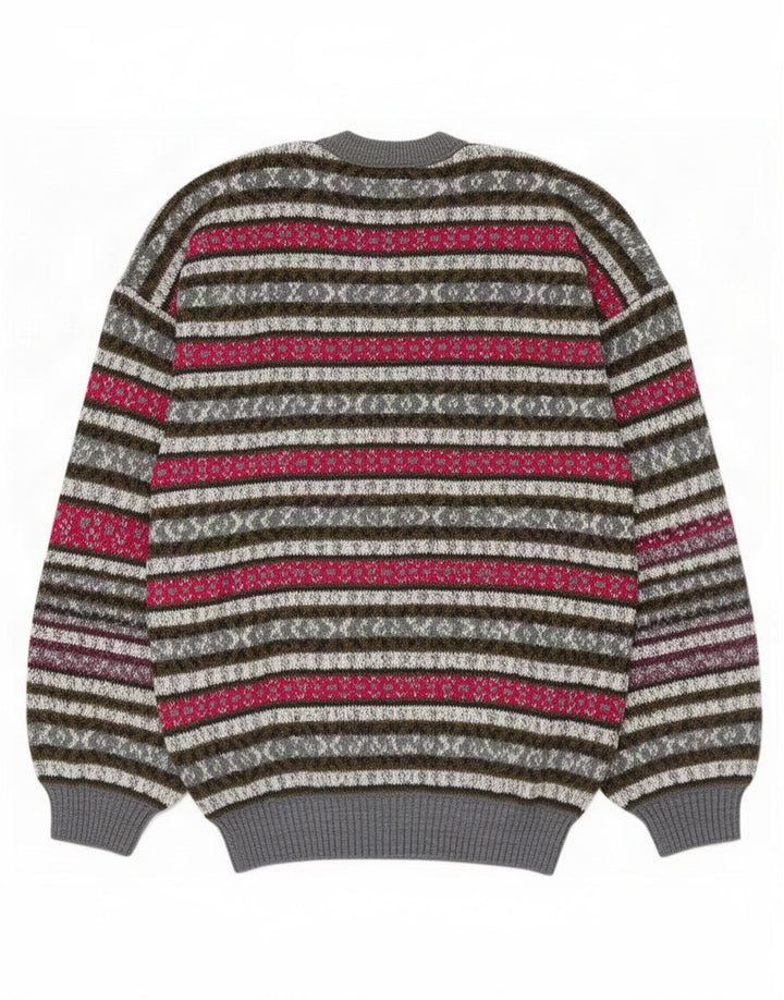 Sweter męski w stylu vintage z okrągłym dekoltem, średnio wielobarwny, z wełny Fair Isle
