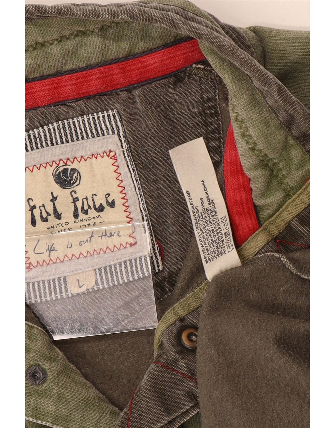 Męska bluza z kapturem i dekoltem FAT FACE, duża, bawełniana w kolorze khaki