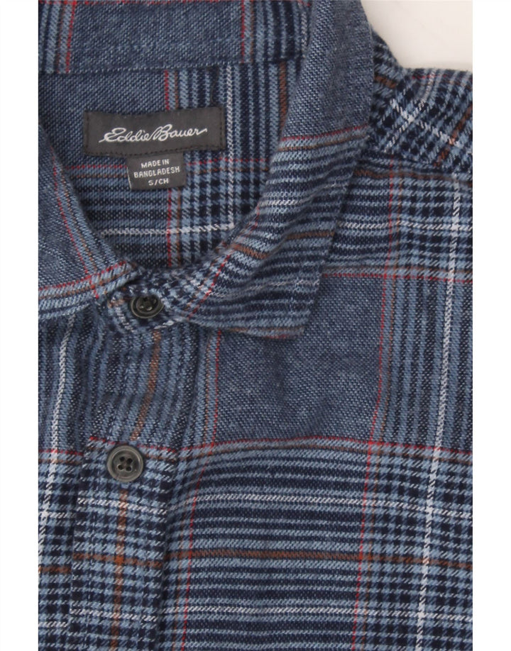 EDDIE BAUER Mens Flannel Shirt Small Navy Blue Check Cotton Vintage Eddie Bauer and Second-Hand Eddie Bauer from Messina Hembry 
