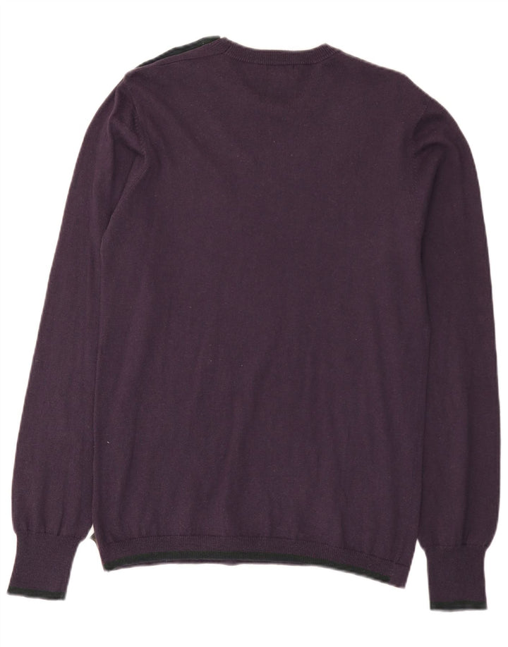 Męski sweter Paul Smith z okrągłym dekoltem, mały, fioletowy, bawełniany