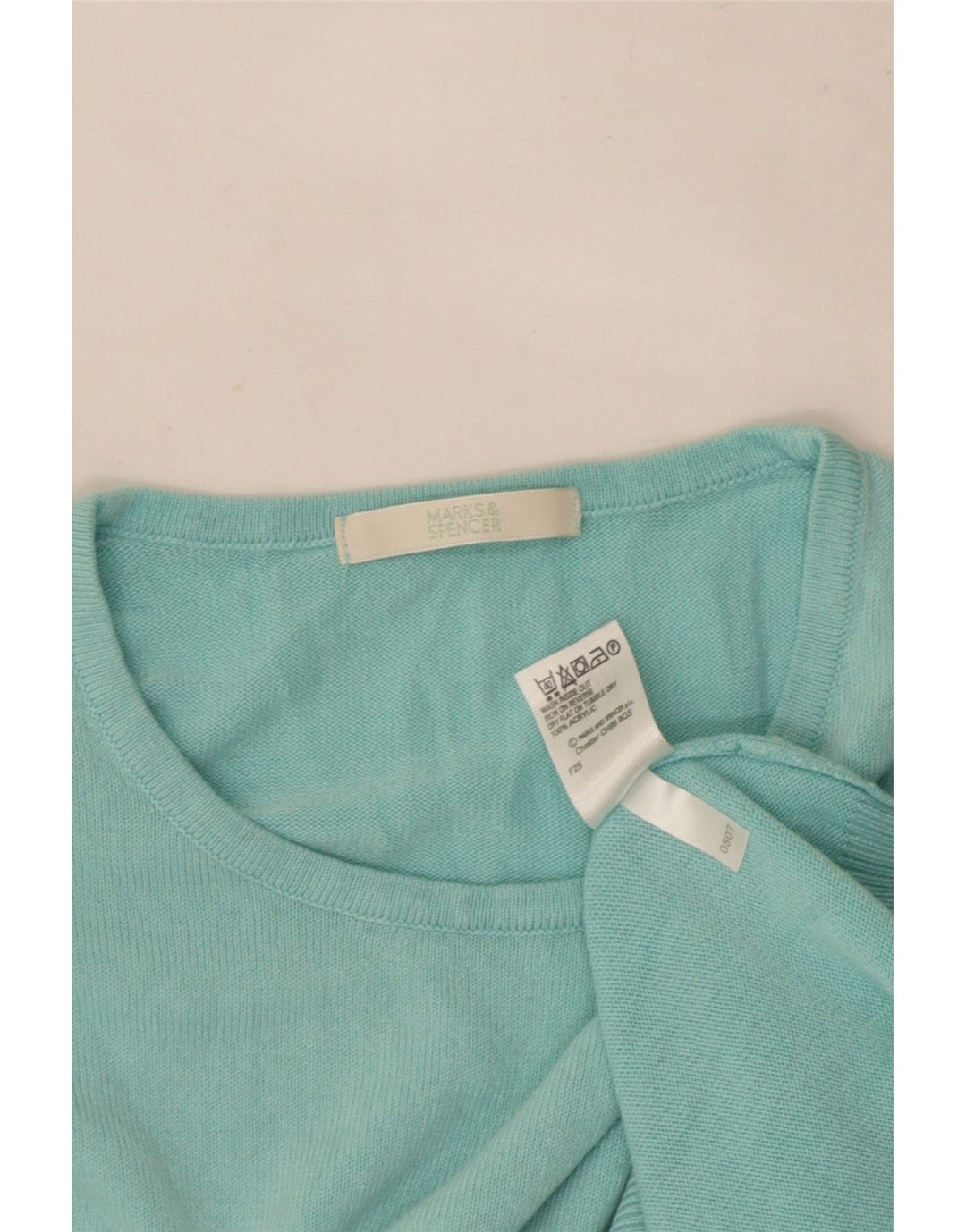 Marks & Spencer Damski sweter z okrągłym dekoltem, UK 10, mały turkusowy
