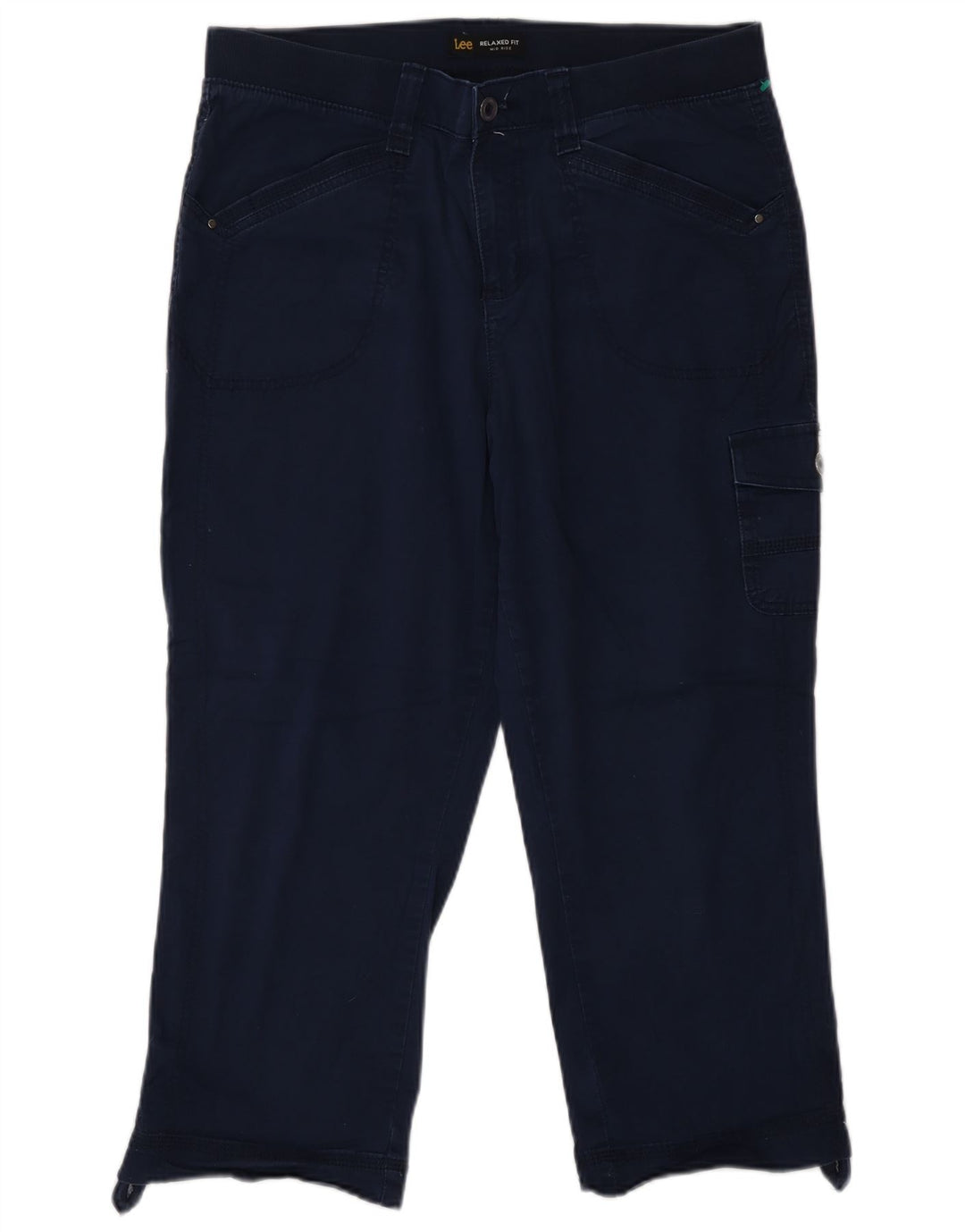 Damskie spodnie cargo Lee ze średnim stanem US 12 Large W32 L22 granatowe