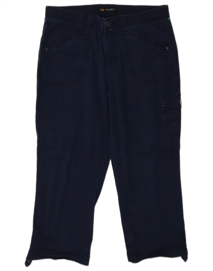 Damskie spodnie cargo Lee ze średnim stanem US 12 Large W32 L22 granatowe