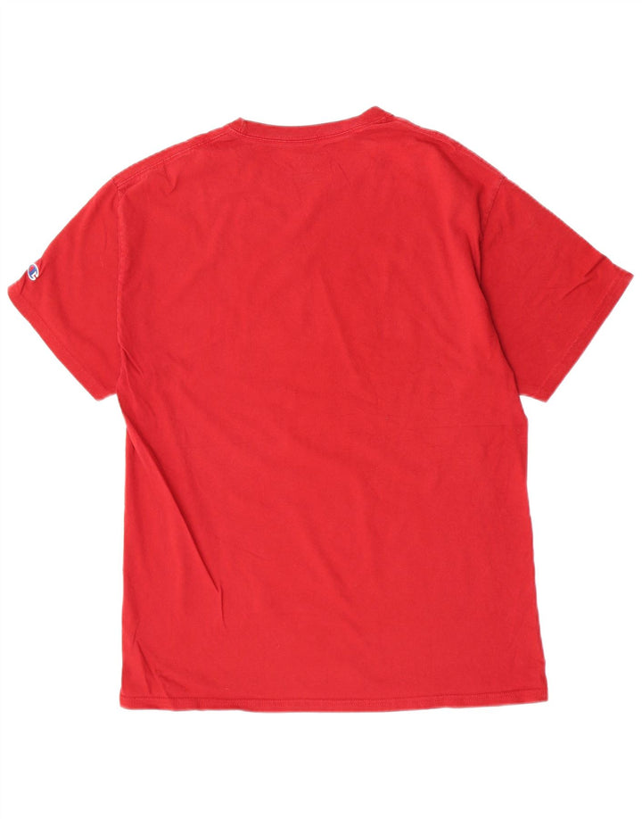 Męski T-shirt Champion z grafiką, duży, czerwony, bawełniany