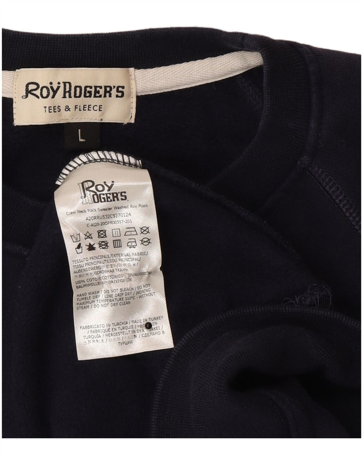 Męska bluza z grafiką Roy Rogers, duża, granatowa, bawełniana