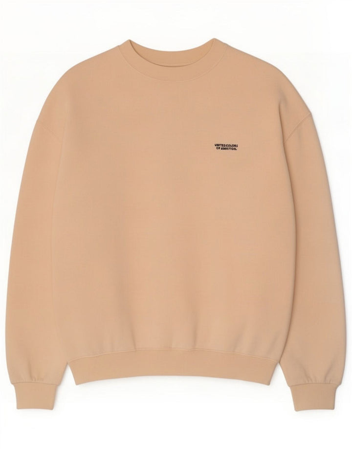 Benetton Męski Bluza Sweter Duży Beżowy