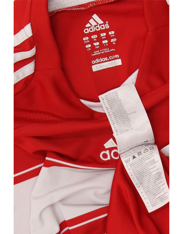 Chłopięcy T-shirt z grafiką ADIDAS FC Bayern Monachium 15-16 lat w czerwone paski