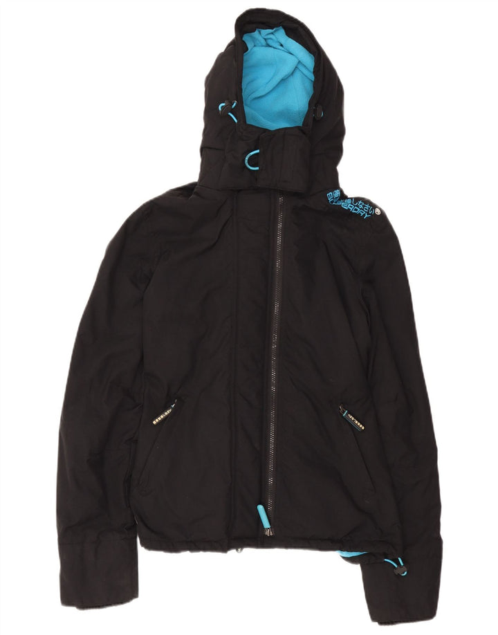 Damska wiatrówka z kapturem Superdry UK 14, średnia czarna