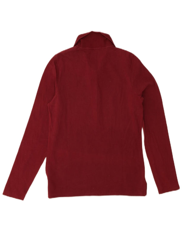GANT Womens Long Sleeve Polo Shirt UK 12 Medium Burgundy Cotton
