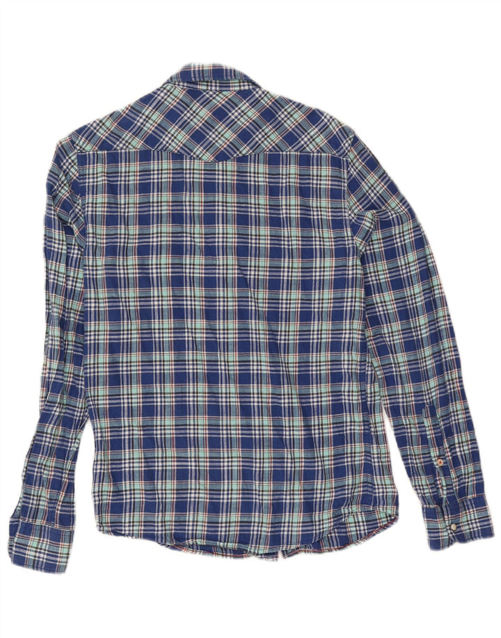 Męska koszula flanelowa Lee Slim Fit w małą niebieską kratkę, bawełniana