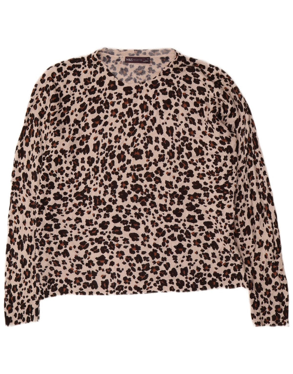 Marks & Spencer Damski sweter z okrągłym dekoltem, UK 14, średni brąz