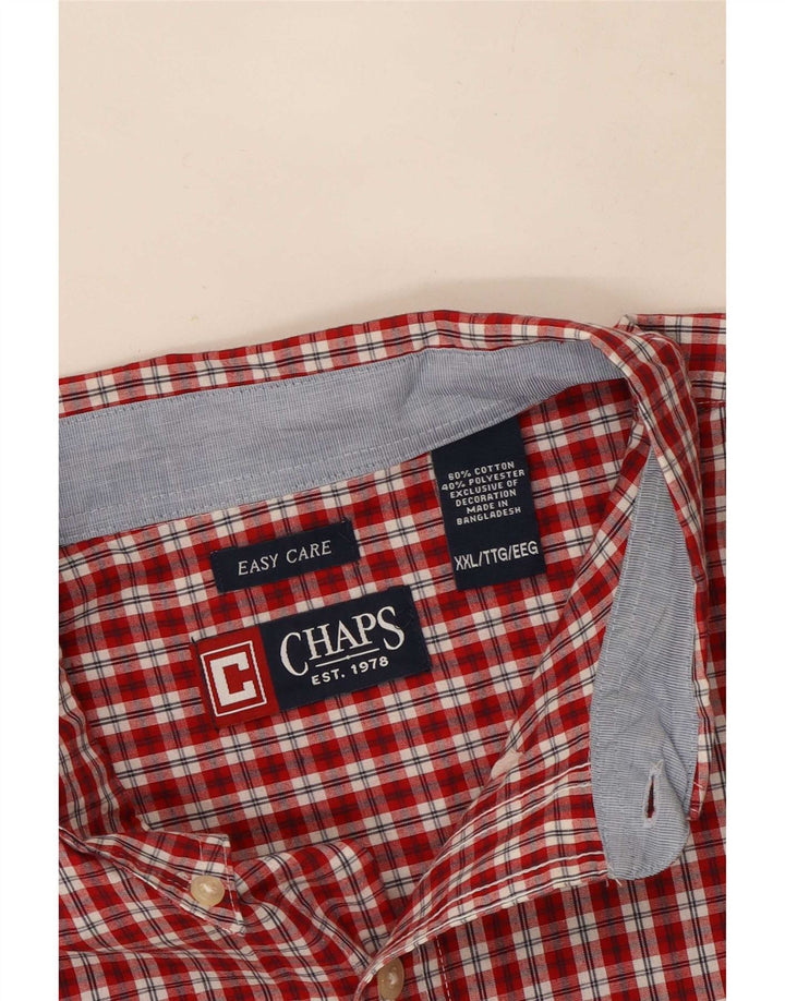 Męska koszula z krótkim rękawem Chaps Easy Care, 2XL, bawełniana w czerwoną kratę