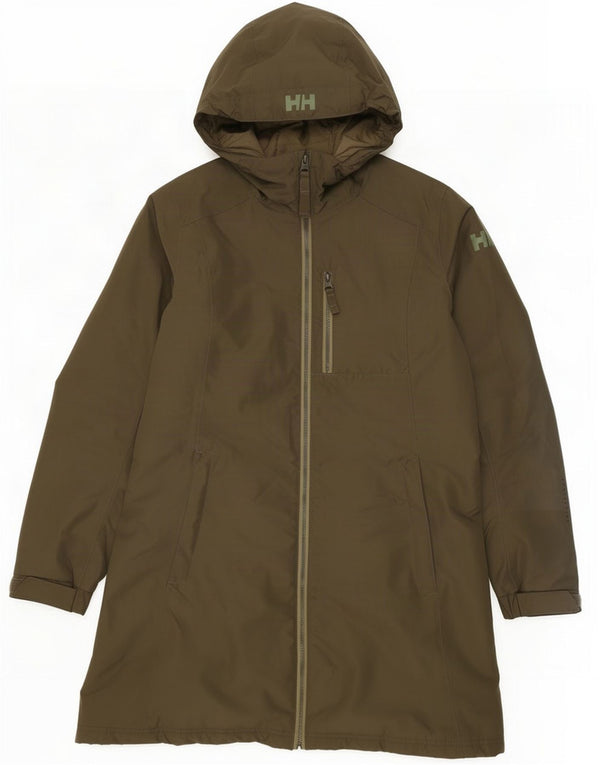 Damski ocieplany płaszcz z kapturem Helly Hansen UK 14, średni khaki, poliester