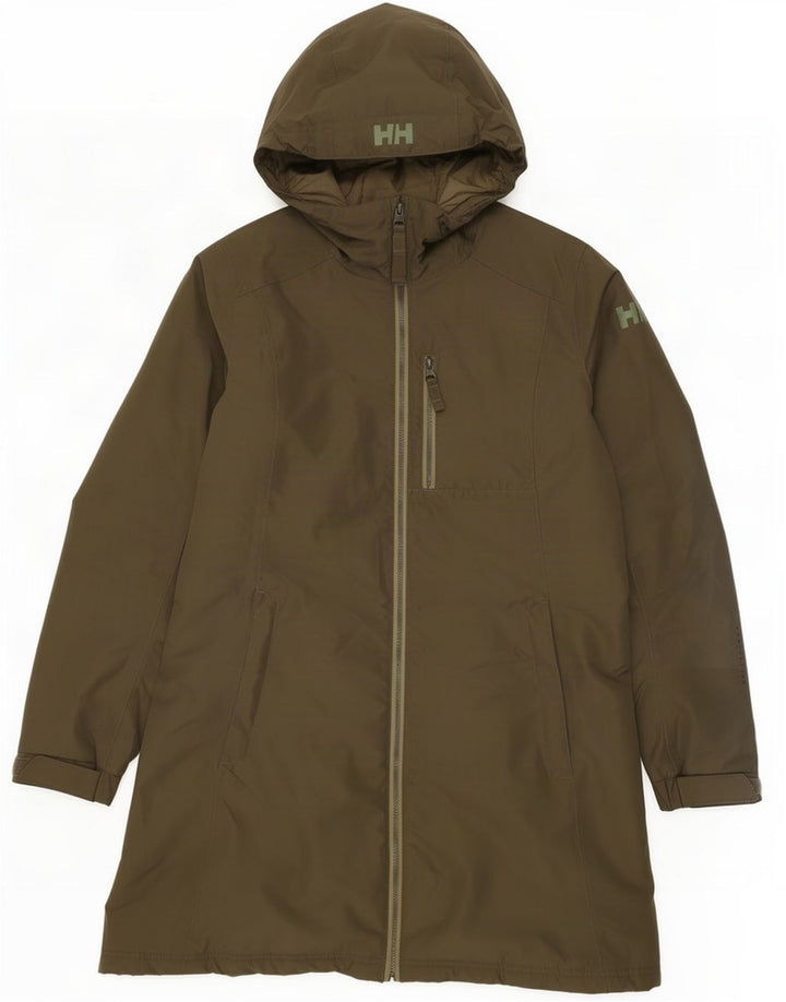 Damski ocieplany płaszcz z kapturem Helly Hansen UK 14, średni khaki, poliester