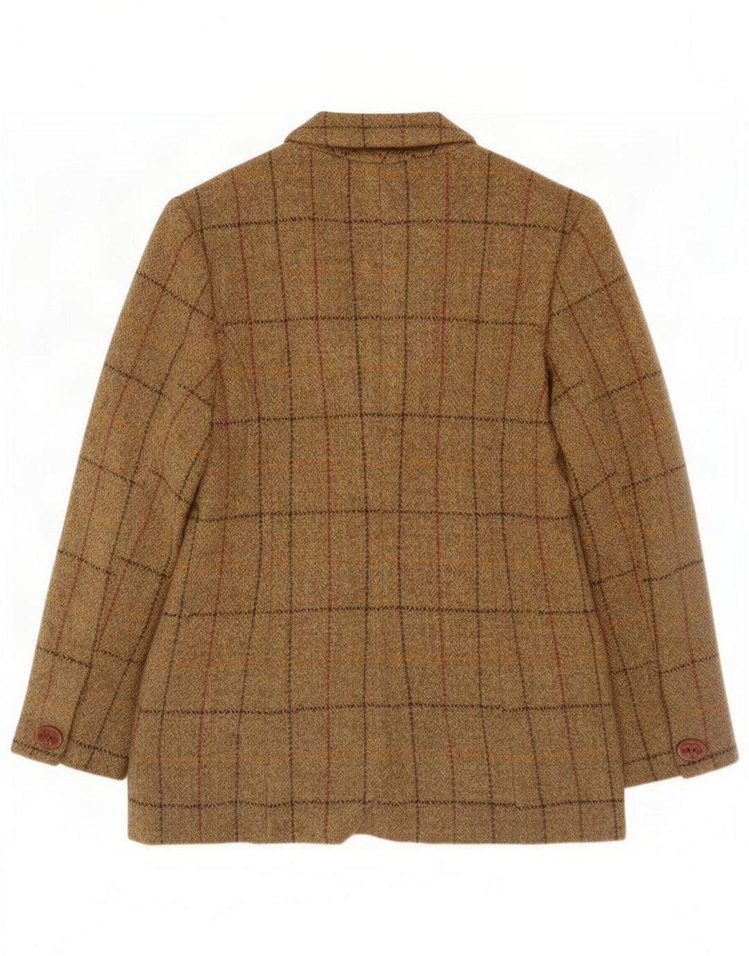Damska marynarka Harris Tweed zapinana na 3 guziki UK 12, średnia brązowa wełna w kratkę
