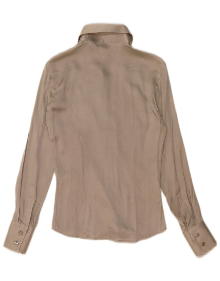 Damska bluzka koszulowa w stylu vintage UK 10 Small Grey