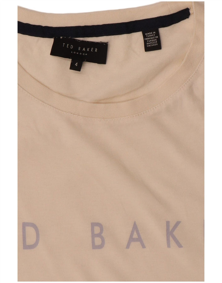 Męski T-shirt z grafiką Ted Baker, rozmiar 4, duży, biały