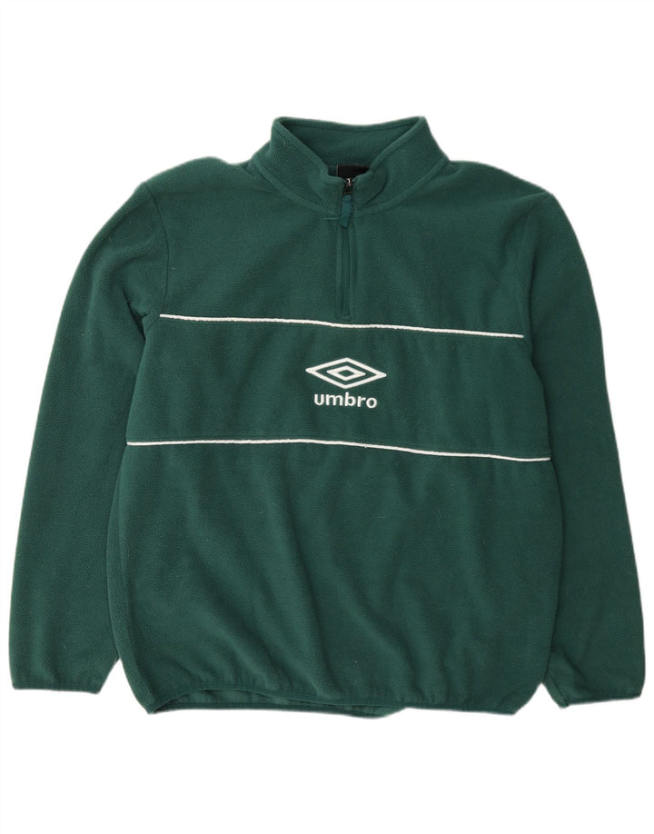 Męski sweter polarowy Umbro z graficznym zamkiem błyskawicznym, duży, zielony poliester