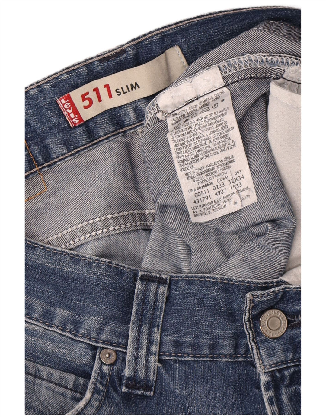 Męskie jeansy Levi's 511 Slim W32 L34 Niebieska bawełna