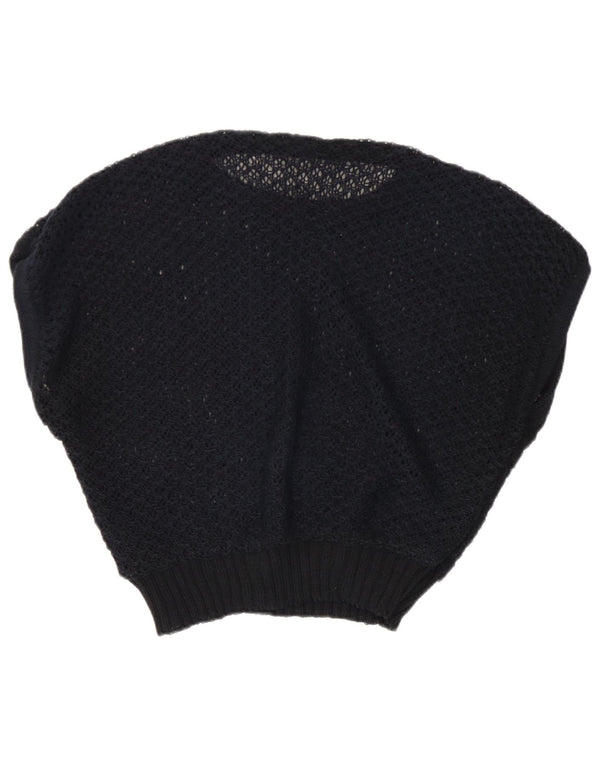 Vintage damski podkoszulek z kamizelką na szydełku UK 14, średni czarny