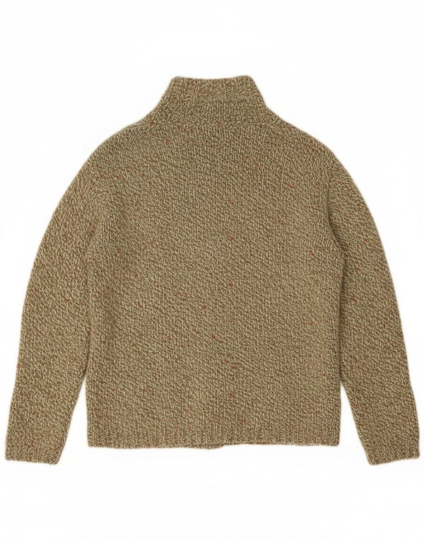 Sweter damski w stylu vintage, UK 14, duży, w kolorze khaki, nakrapiany