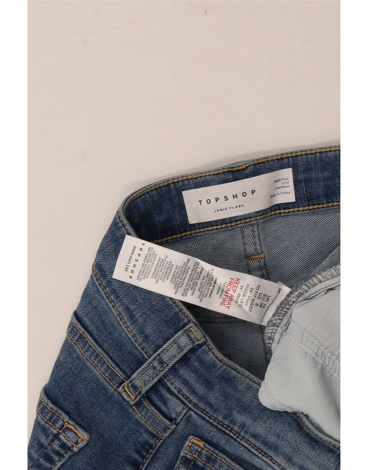 Topshop Damskie jeansy Jamie Flared W28 L34 Niebieskie bawełniane