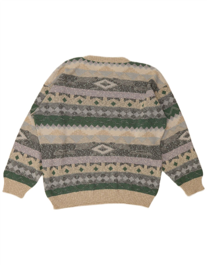 Sweter męski z okrągłym dekoltem w stylu vintage IT 48/50, średni, wielobarwny