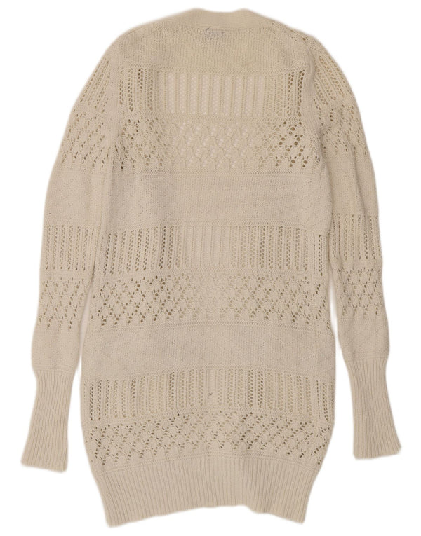Sweter damski Gap Longline Open Cardigan UK 12 Średniej Białej Bawełny