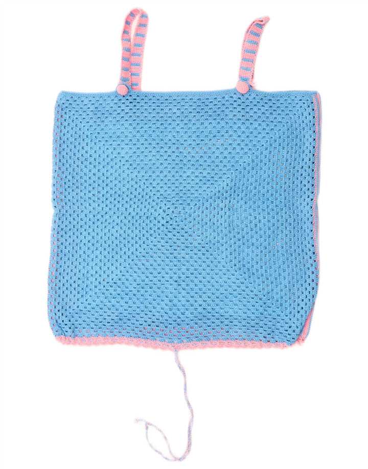 Damski top na szydełku VINTAGE UK 14, średni niebieski